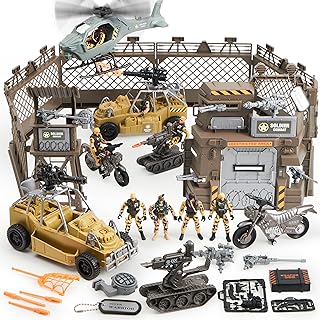 JOYIN Military Base Toys Set Including Military Base, Military Vehicles, Army Men Action Figures and Weapon Gear Accessories Military Combat Toys