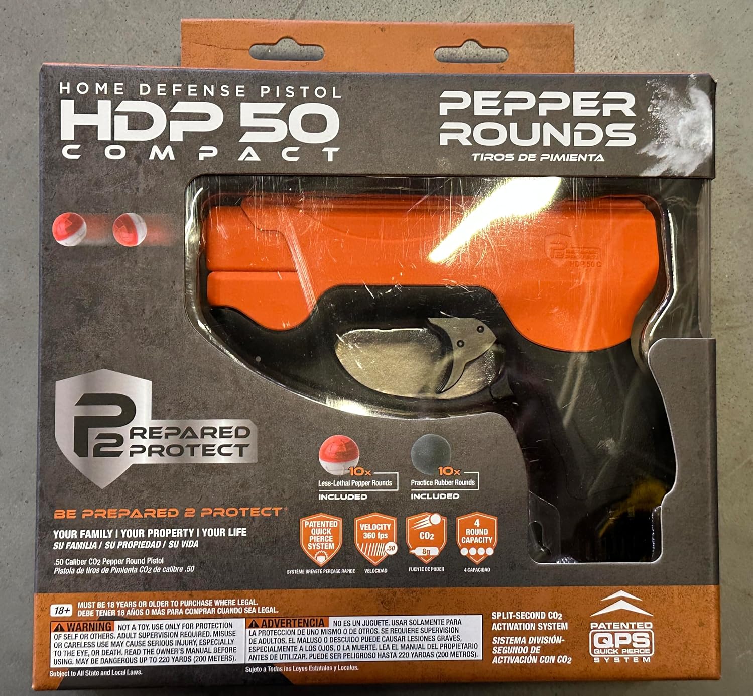 P2P HDP 50 Prepared 2 Protect Less Lethal Home Defense .50 Caliber Pepper Round Air Pistol