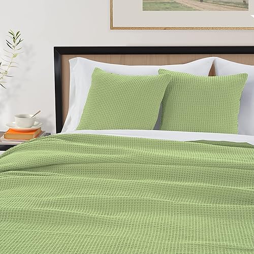 Miniatura 5 de HILLFAIR Mantas de algodón 100% algodón, manta Queen con 2 fundas de almohada, manta de algodón suave y agradable a la piel, mantas de cama Queen,