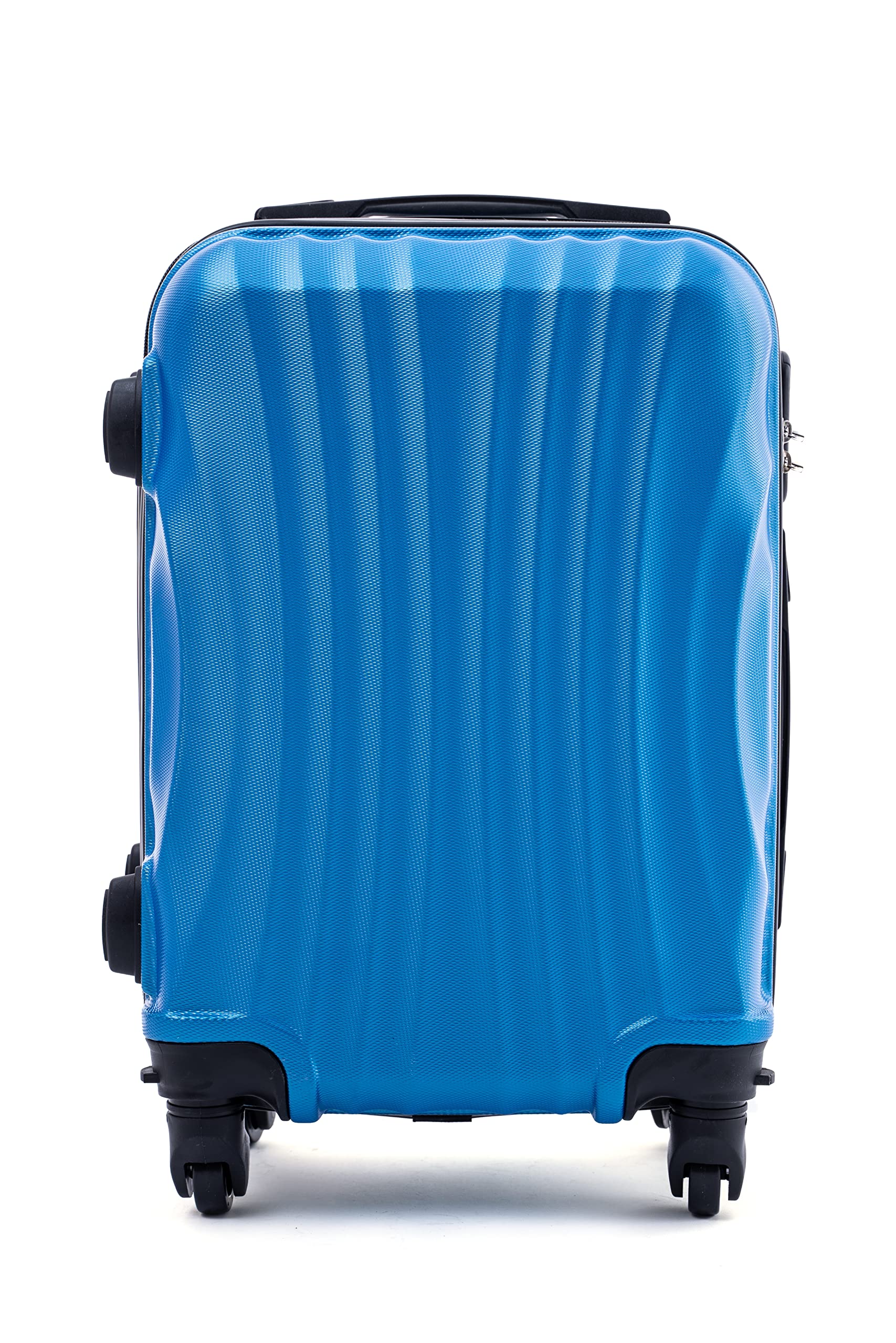 R.Leone Valigia Trolley Bagaglio a mano Rigido Ultraleggero in ABS 4 Ruote Autonome (Azzurro, 3037 Valigia 55x38x23 cm)
