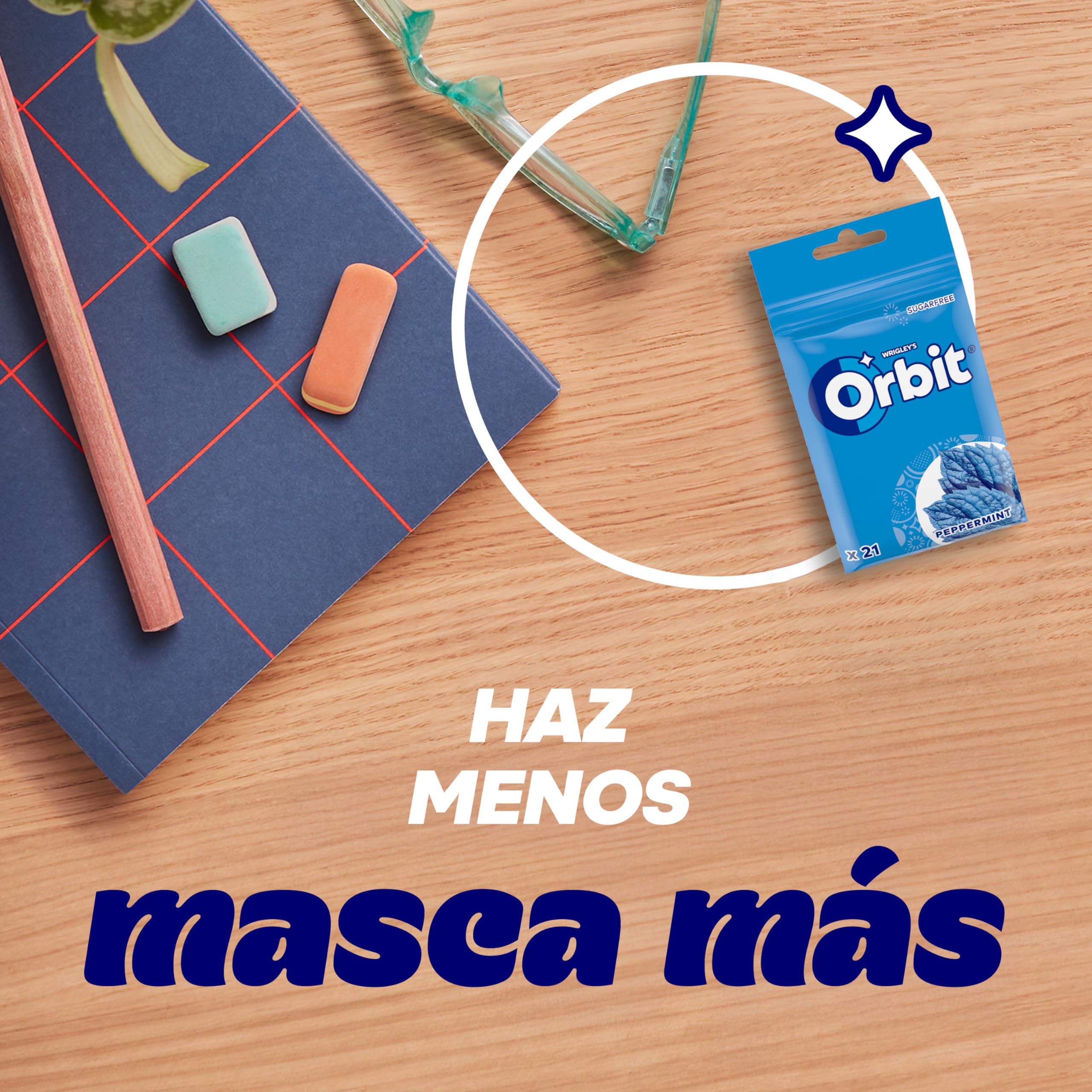 Orbit Bolsa de Chicles Sin Azúcar Sabor Menta Fresco Intenso Larga Duración 21 Chicles