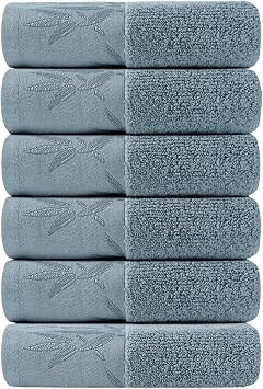 SEISSO Hand Towels 6 Pack, Ultra Soft and Highly Absorbent Bathroom Bath Hand Towel, Luxury Bamboo Viscose Hand Towels Multipurpose Use for Beach, Spa, Salon, Cyan Gray