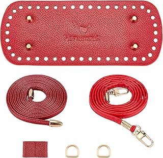 CHGCRAFT 6 Pezzi Borsa A Tracolla per Borsa A Base di Maglia all'Uncinetto per Borsa in Pelle PU Accessorio per Borsa a Tracolla, Rosa Rossa