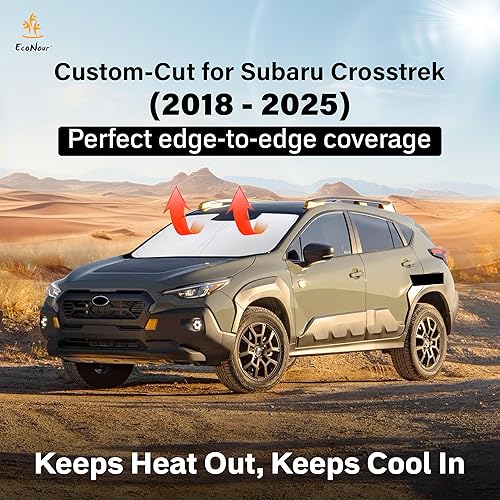 Miniatura 2 de EcoNour Parasol para parabrisas compatible con Subaru Crosstrek - 2018 2019 2020 2021 2022 2023 2024 2025 Cubierta solar de poliéster 240T de doble