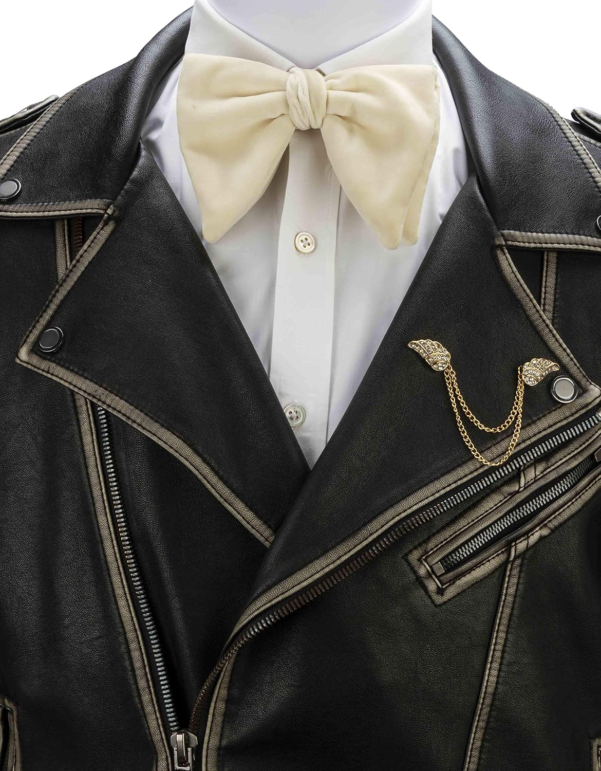 A N KINGPiiN Lapel Pin for Men Double Angels Wings with Hanging Chain Collar Pin Brooch Costume Pin Shirt Studs Men's Accessories