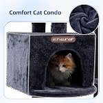 Gitelsnour Arbre de chat pour les chats intérieurs, 55.1 tour de chat de pouce avec 7 Postes de scratching Sisal, Condo Cat multi-niveaux spirit Large Play Platform Furry Ball, Cave Cat, 2 Perches rembourrées, Panier, Gris fumé GCT013G