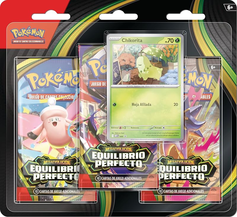 Pokémon: Blíster de 3 Sobres de Mejora de Megaevolución-Equilibrio JCC Pokémon (1 Carta holográfica de promoción y 3 Sobres de Mejora)
