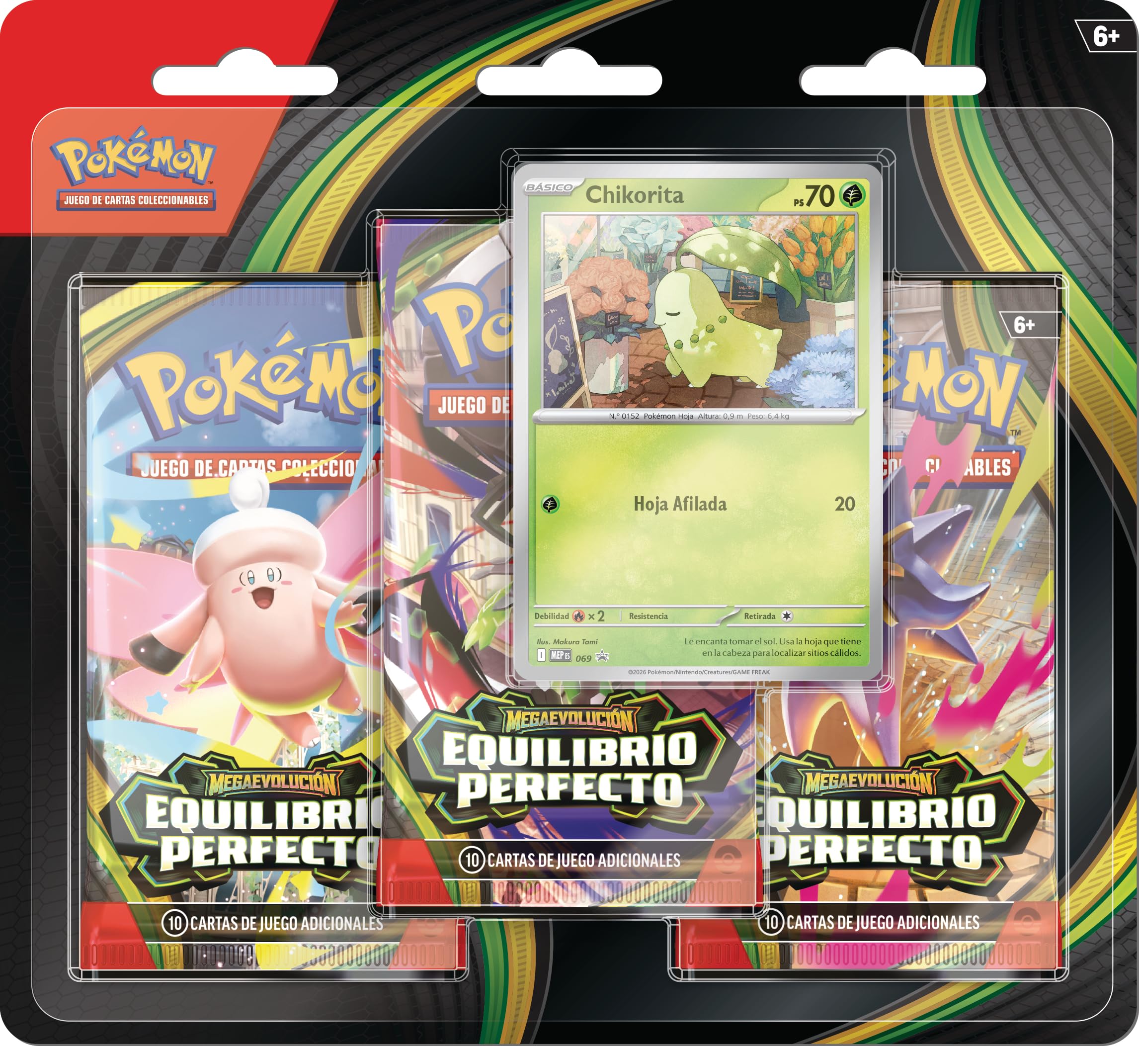 Pokémon: Blíster de 3 Sobres de Mejora de Megaevolución-Equilibrio JCC Pokémon (1 Carta holográfica de promoción y 3 Sobres de Mejora)