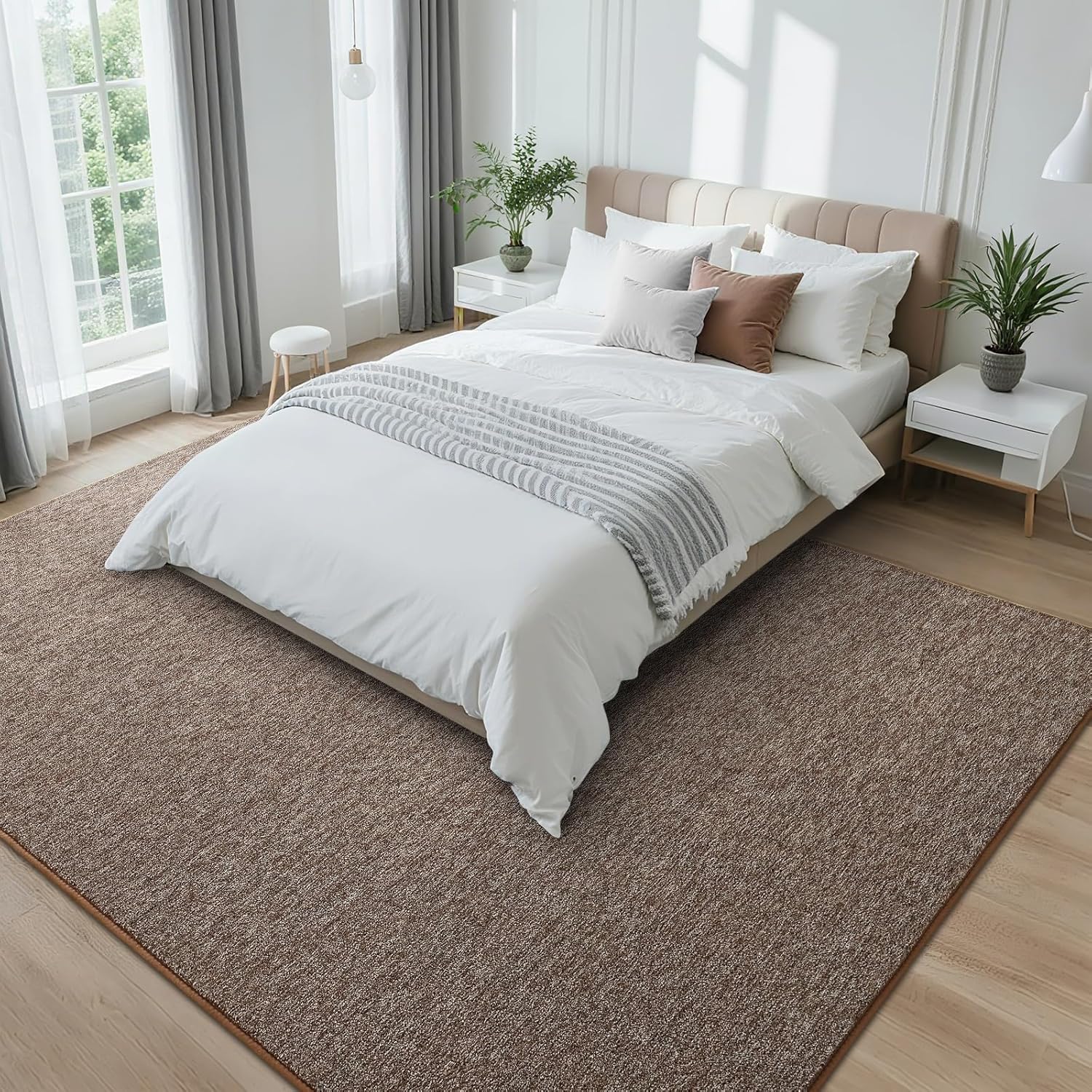 5x7 Area Rugs for Bedroom Living Room, Brown Soft Low-Pile Modern Indoor Thickened Memory Foam Non-Slip Washable Carpets for Kids Dorm Home Decor Rug