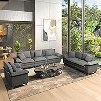 Vista 29 de HERA'S HOUSE Juego de sofás seccionales modulares de 3 piezas, juego de sofá de gran tamaño con sofás de dos plazas y sillón, cómodos sofás nube