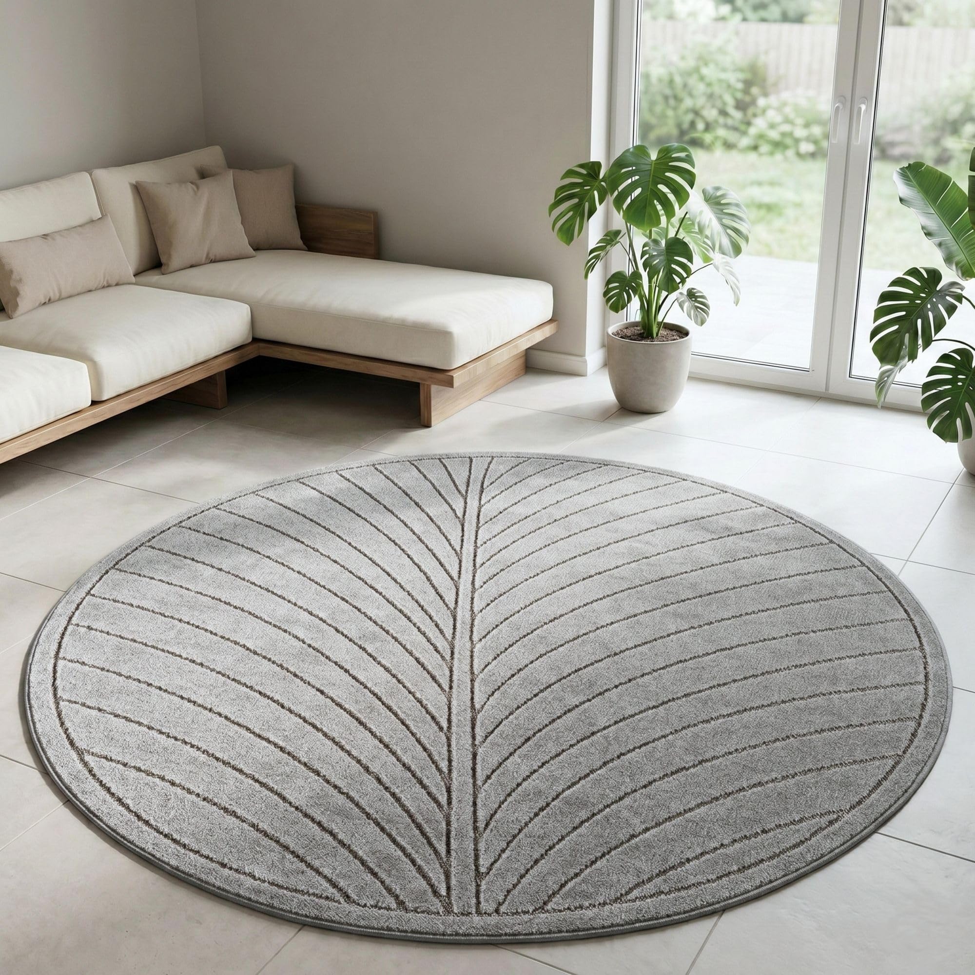 Carpetsale24 Kurzflor Teppich Beige Wohnzimmer Schlafzimmer 3D Hoch-Tief-Effekt, Skandinavisch Boho Motiv, für Outdoor Bereich geeignet Terrassen oder im Balkon