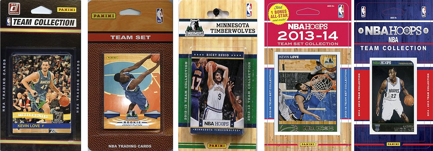 NBA Minnesota Timberwolves 5 Different Licensed Trading Card Team Sets, Brown, One Size