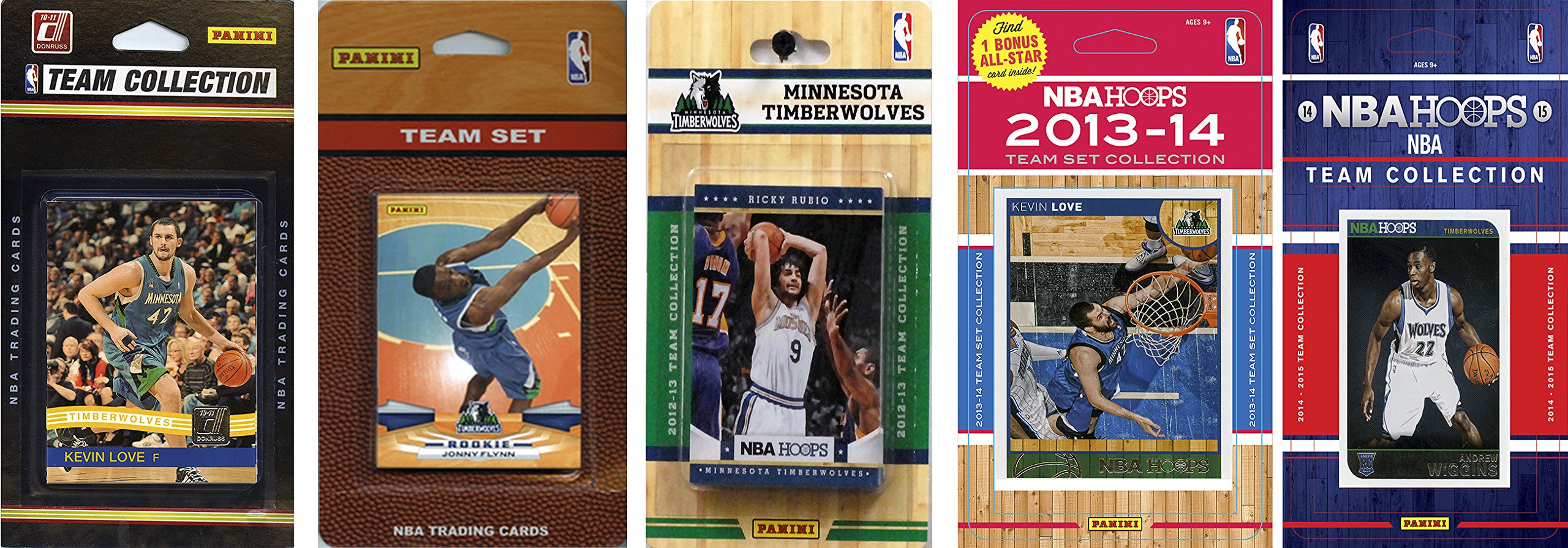 NBA Minnesota Timberwolves 5 Different Licensed Trading Card Team Sets, Brown, One Size