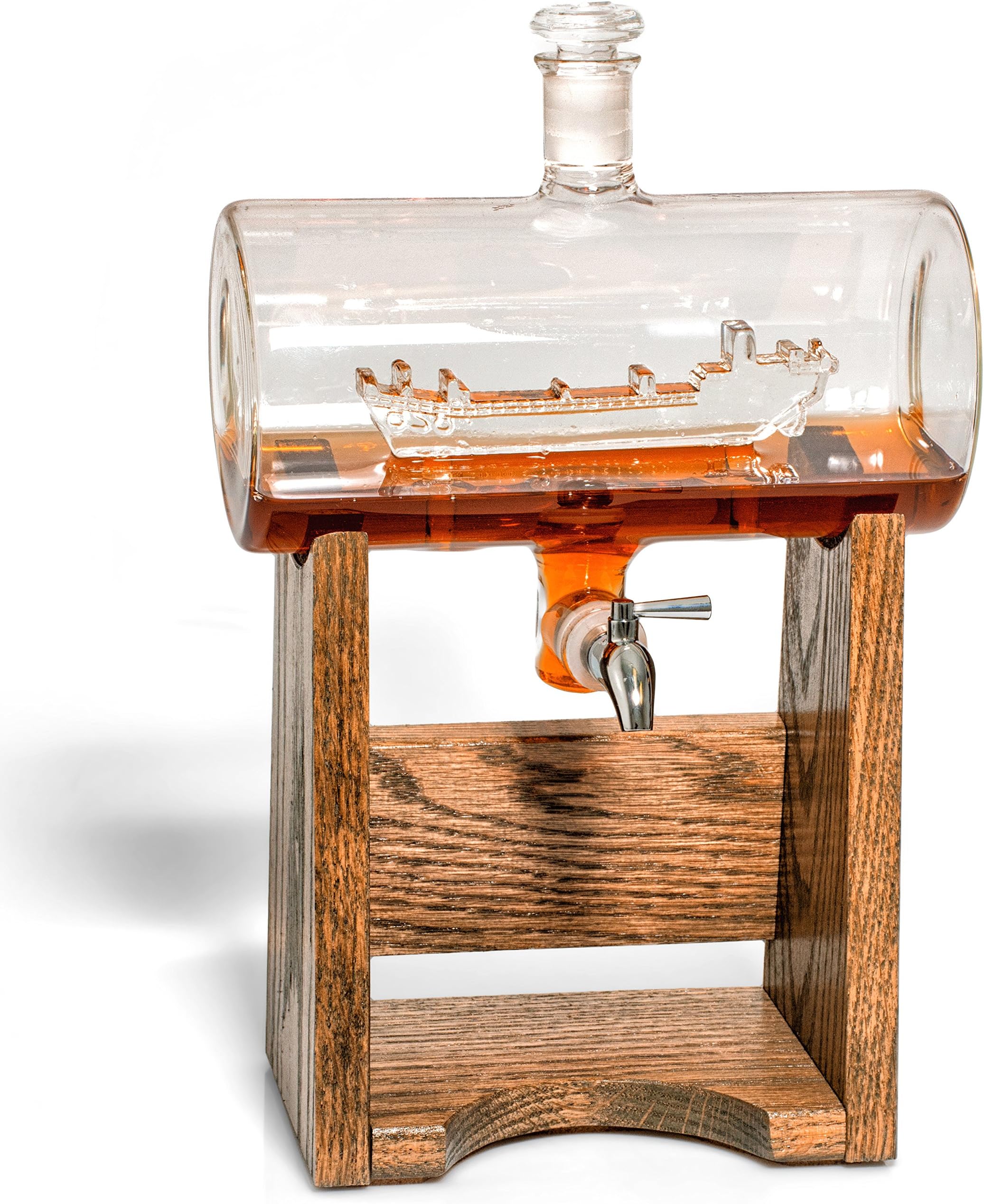 LST Liquor Decanter – Scotch Whiskey Decanter - 1150ml Dispenser for Alcohol - Vodka, Bourbon, Rum, Wine, Whiskey, Tequila or Even Mouthwash - Glass Landing Ship, Tank from Prestige Decanters