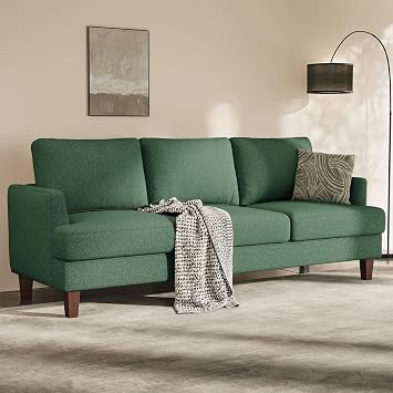 Busaurus Green 3 Seater Mid Century Modern Sofa, 89" Upholstered Couch with Deep Seats, Armrests, Comfy Furniture for Living Room