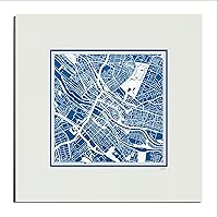Vista 62 de O3 Design Studio Mapa de corte de papel Madrid negro mate de 20 x 20 pulgadas