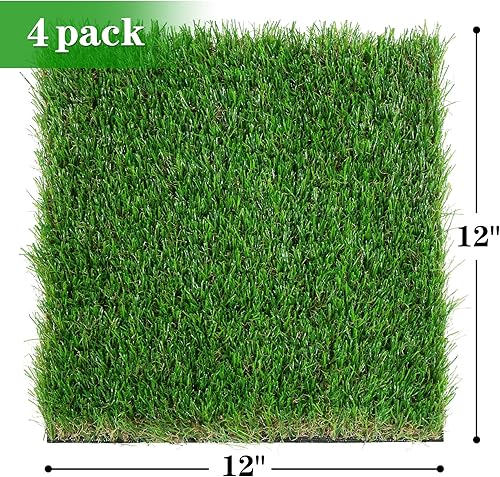 Miniatura 6 de GLOBREEN Tapete cuadrado grueso de césped artificial, manteles individuales de mesa de Pascua verde de 12 x 12 pulgadas, almohadillas de césped