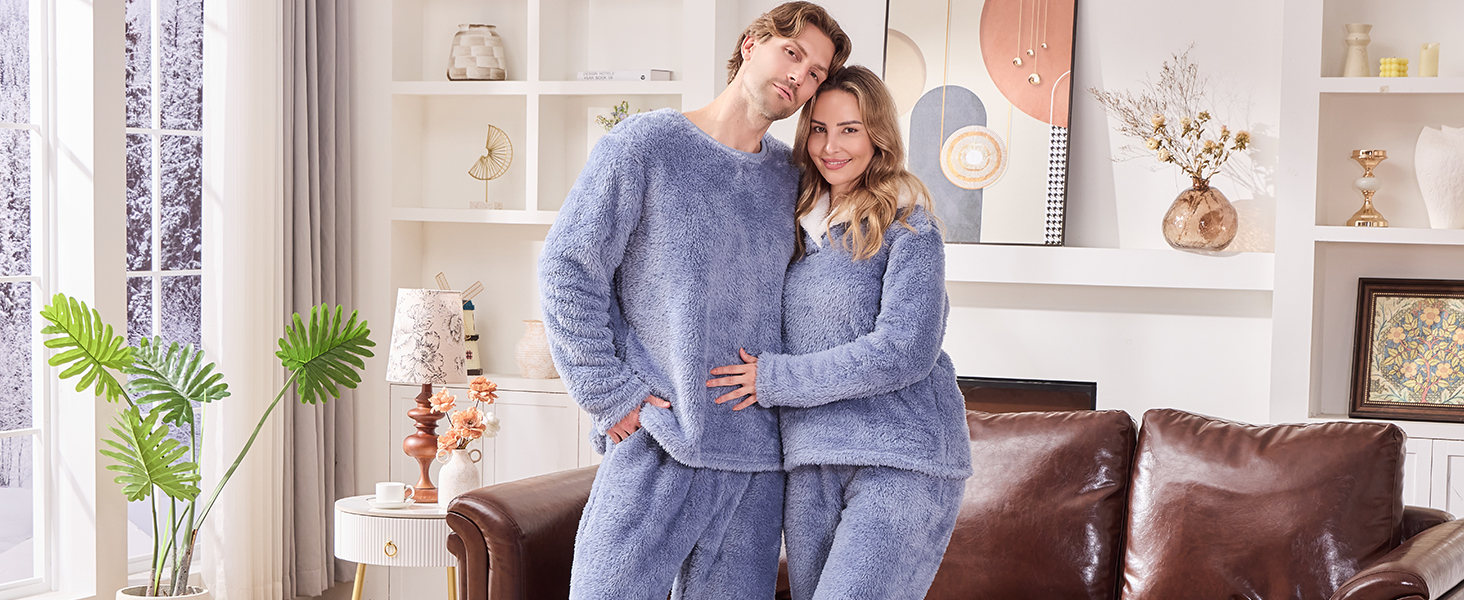 PJGGZ Fleece Mens Pajamas Set, Big and Tall Fluffy Adult Pjs Sets