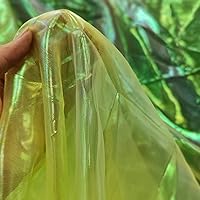 Vista 23 de Tela de Encaje de Organza con Degradado Láser Arcoíris Mágico, Tela de Gasa Holográfica Iridiscente para Vestido de Novia, Cortina, Fondo, Fiesta