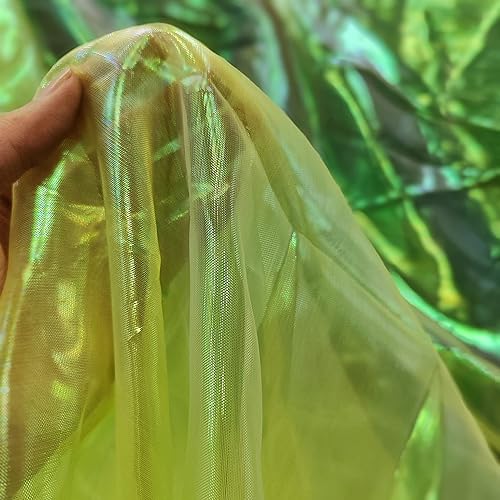 Miniatura 23 de Tela de Encaje de Organza con Degradado Láser Arcoíris Mágico, Tela de Gasa Holográfica Iridiscente para Vestido de Novia, Cortina, Fondo, Fiesta