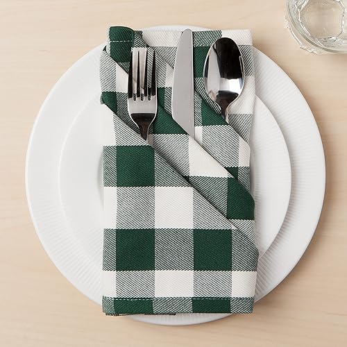 Miniatura 5 de Now Designs Second Spin Spruce Buffalo, 85% algodón reciclado, 15% poliéster reciclado, 20 x 20 pulgadas, juego de 4