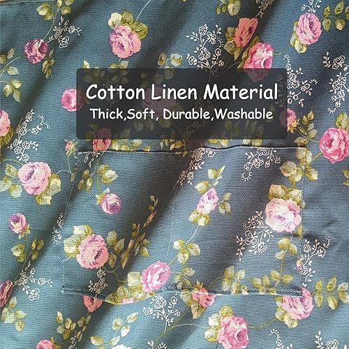 Miniatura 6 de DILLMAN Delantales para mujer con bolsillos de algodón y lino, para cocinar, hornear, suave, duradero, floral, para jardinería