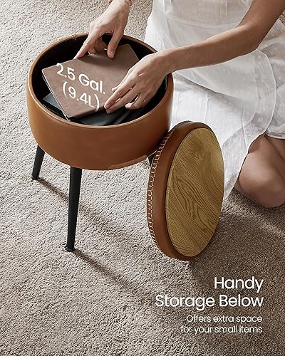 Miniatura 8 de VASAGLE Colección EKHO – Otomana de almacenamiento, taburete para silla de tocador, cuero sintético con costuras, moderno de mediados de siglo,