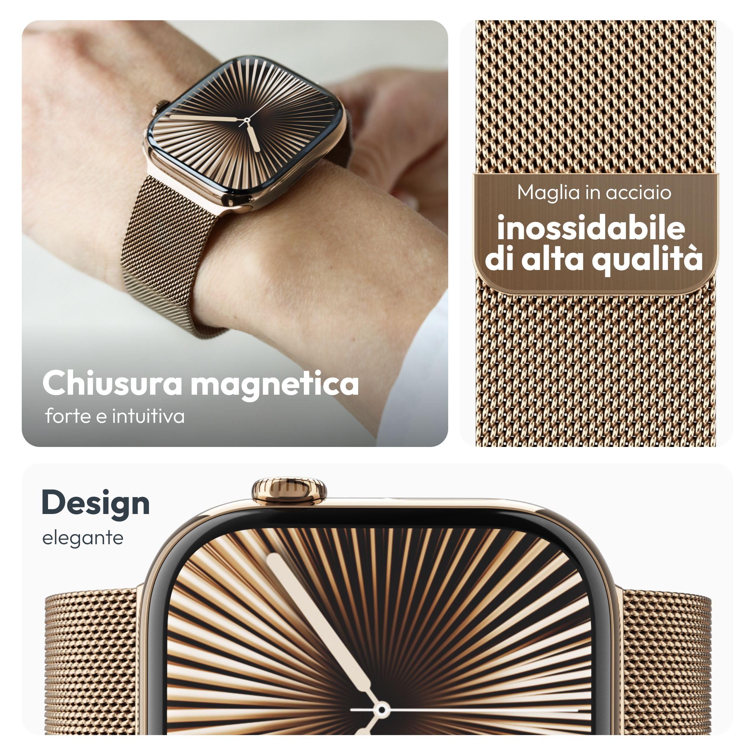VONMÄHLEN Milanese Loop 2, elegante cinturino in acciaio inox con chiusura magnetica, regolabile, di alta qualità, compatibile con Apple Watch