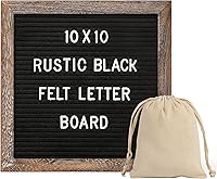 GGAMIT Rustic Felt Letter Board 10x10" with 340 Letters, Numbers, Stand & Canvas Bag - Black Frame Message Sign for Home Decor & Announcements