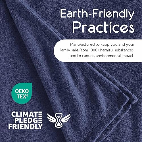 Vista 9 de Manta de micro lana tamaño queen Manta de arrullo súper suave y ligera Comodidad para todas las estaciones Azul marino Azul marino,Gris