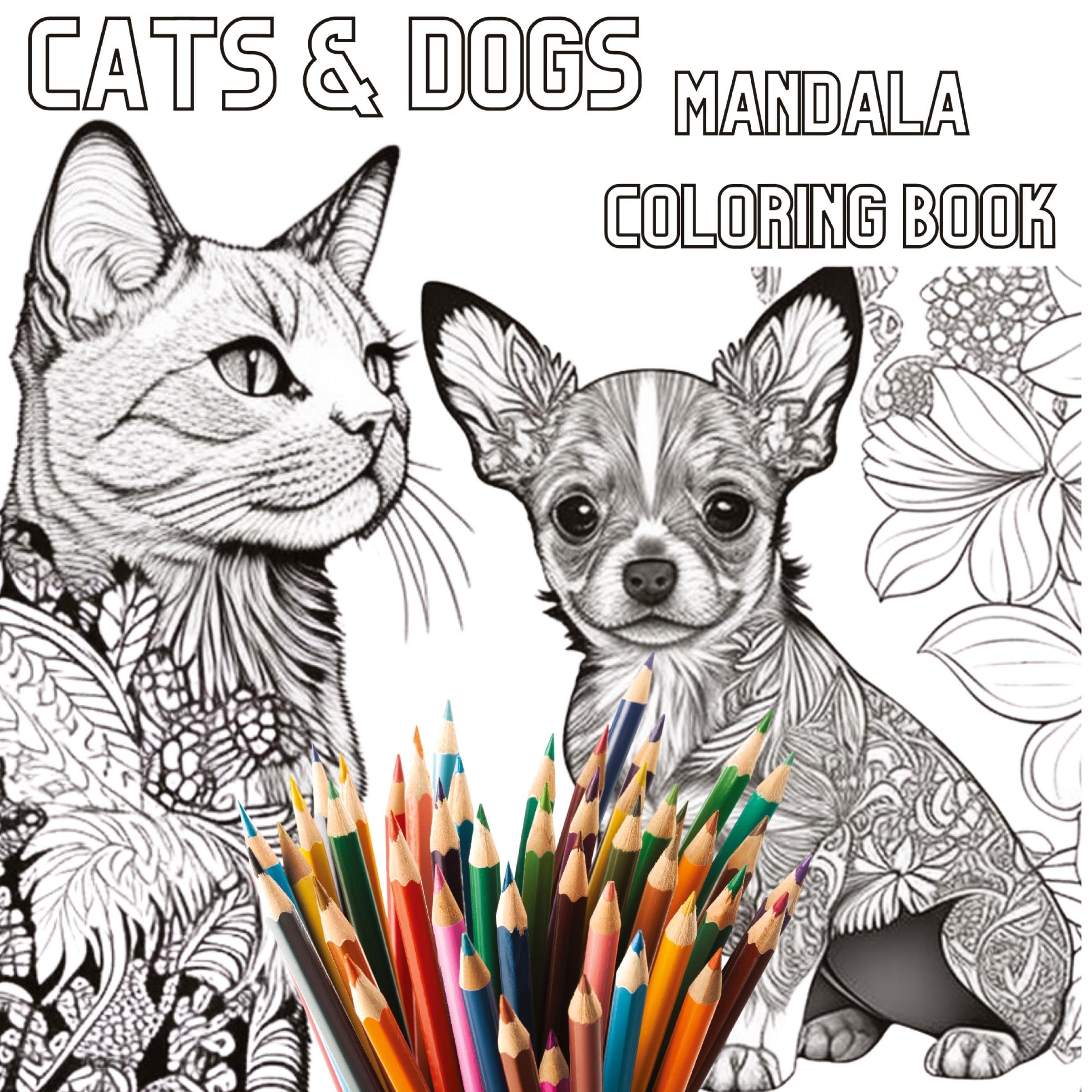 Mandalas de chats et chiens en livre de coloriage pour stopper les pensées négatives
