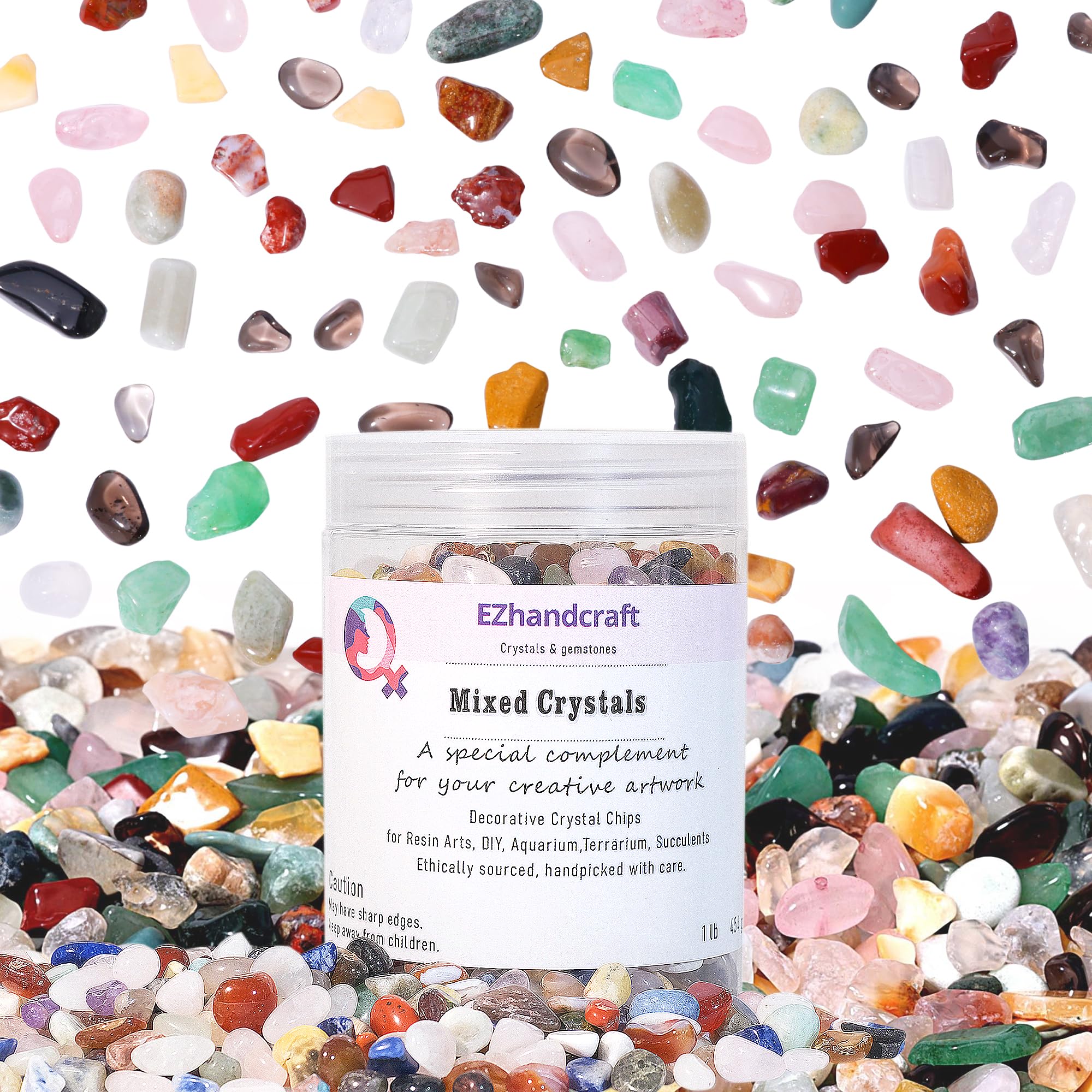 Crystal Chips Bulk, Tumbled Gemstone Chips Bulk, Poshlished Healing Crystals, for DIY Projects,Vase Filler, Succulent Soil, Potting Mix, Garden Decor,