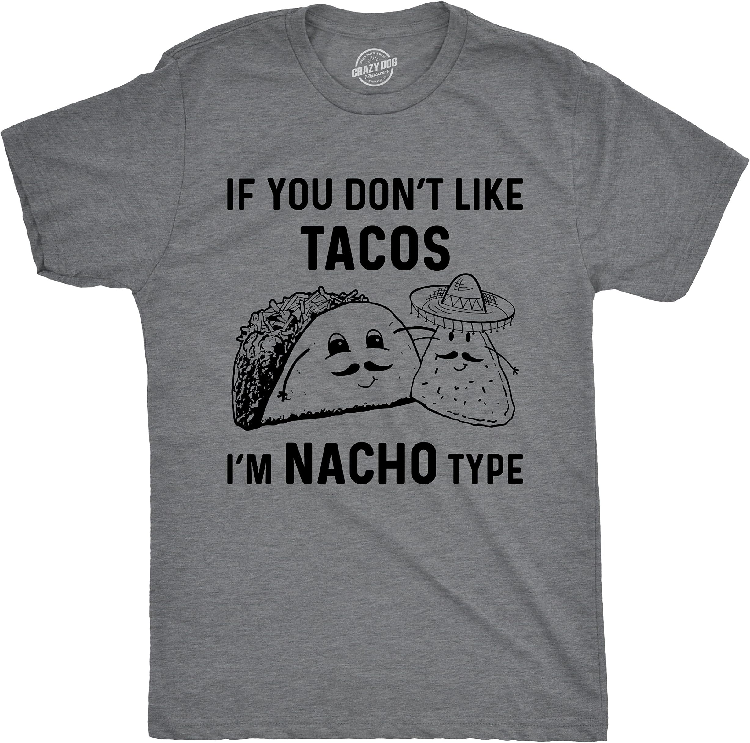 Crazy Dog Mens Funny Taco T Shirts Adult Humor Mexican Food Tees for Guys