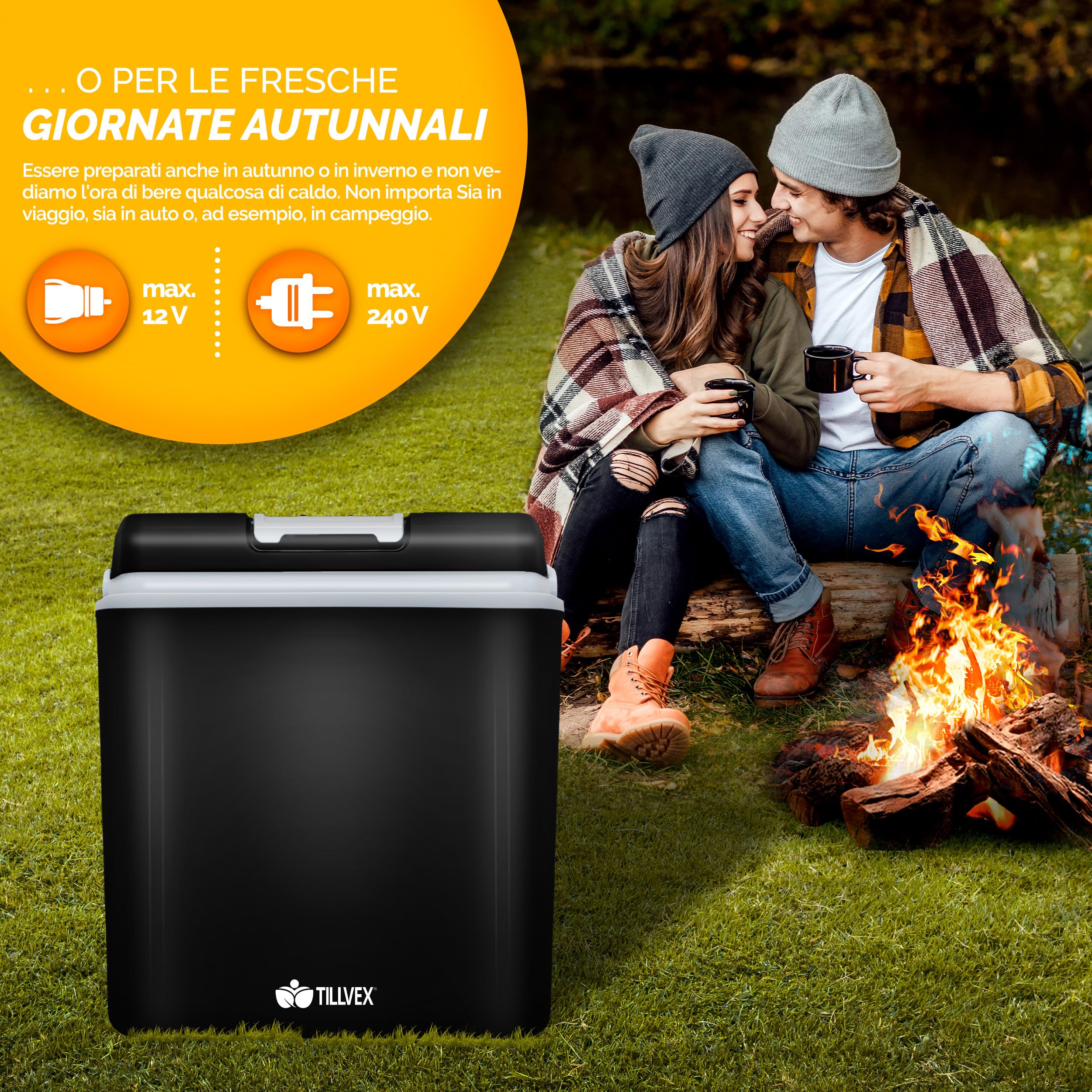 tillvex Glacière électrique 24L | Mini-frigidaire 230 V et 12 V pour Camping avec Voiture | refroidit et réchauffe |Mode ÉCO