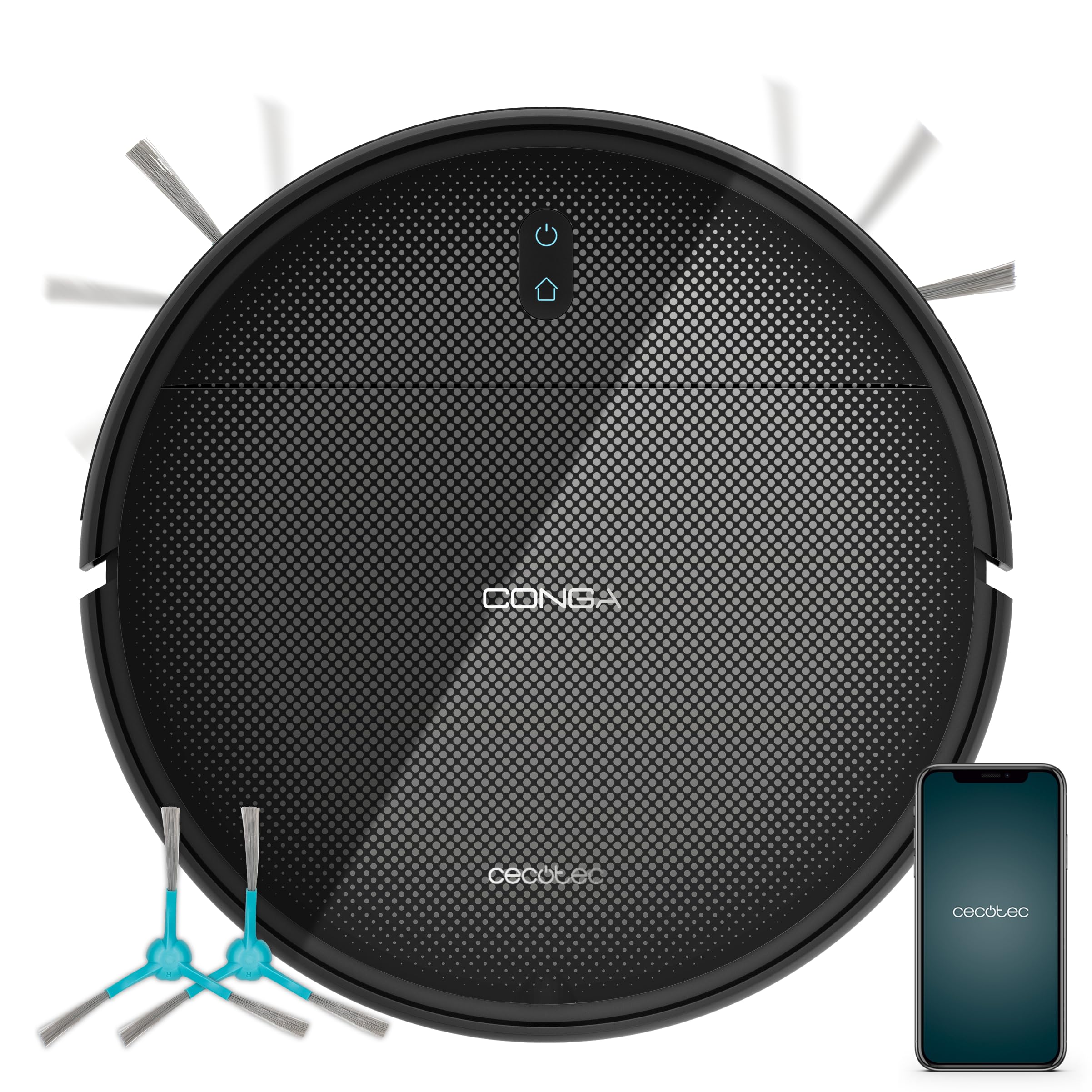 Cecotec Robot Aspirador Conga M10 Advance. Navegación Giroscópica Ordenada, Presión de Succión 3000Pa, Autonomía 150mins, Sensores Anticaídas y 2 Cepillos Laterales, App Control