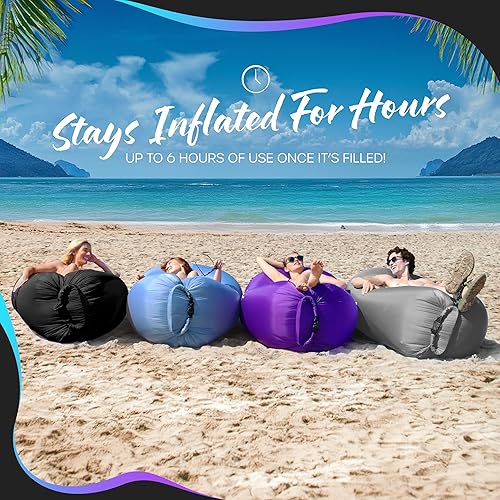 Miniatura 4 de Nevlers Tumbona Inflable  Silla Inflable de Poliéster 210T  Sofá de Aire para Acampar sin Bomba  Sofá Cama de Aire para Acampar con Capacidad de 204