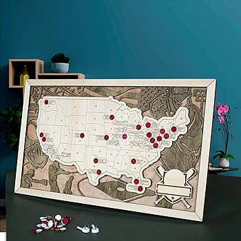 MLB メジャー マップボード Amazon.com: Pro Baseball Stadium Map Tracker 18x24 Unframed