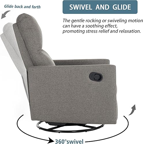 Miniatura 3 de Ketaiyou Silla reclinable giratoria para adultos, silla mecedora para cuarto de bebé, silla mecedora para sala de estar, sofá individual reclinable