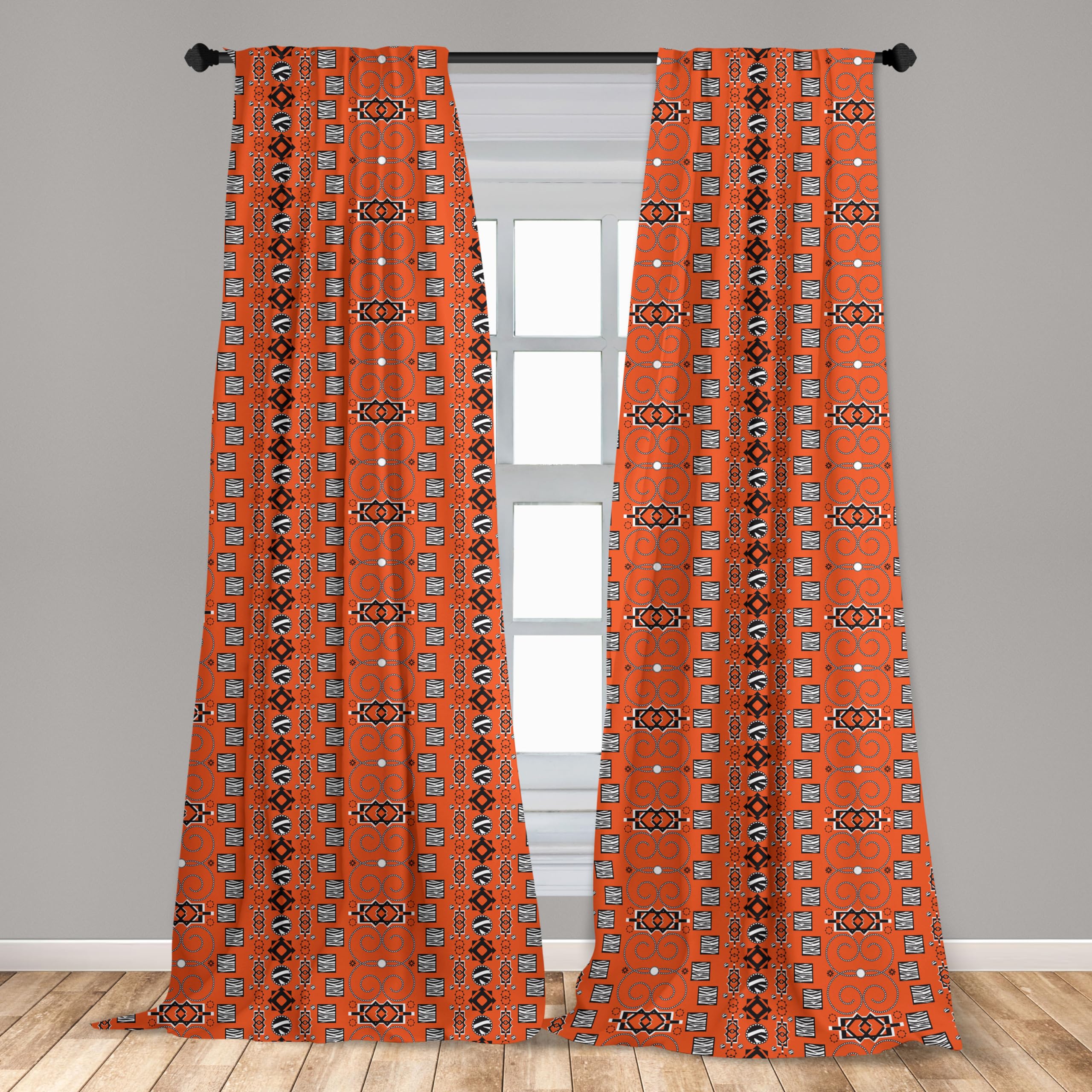 ABAKUHAUS Oriente Tenda a Pannello Set di 2, Marocchino Orientale Vecchio, Trattamento della Finestra per Stanza e Camera da Letto, 150 cm x 175 cm, Indaco Rosso Bianco