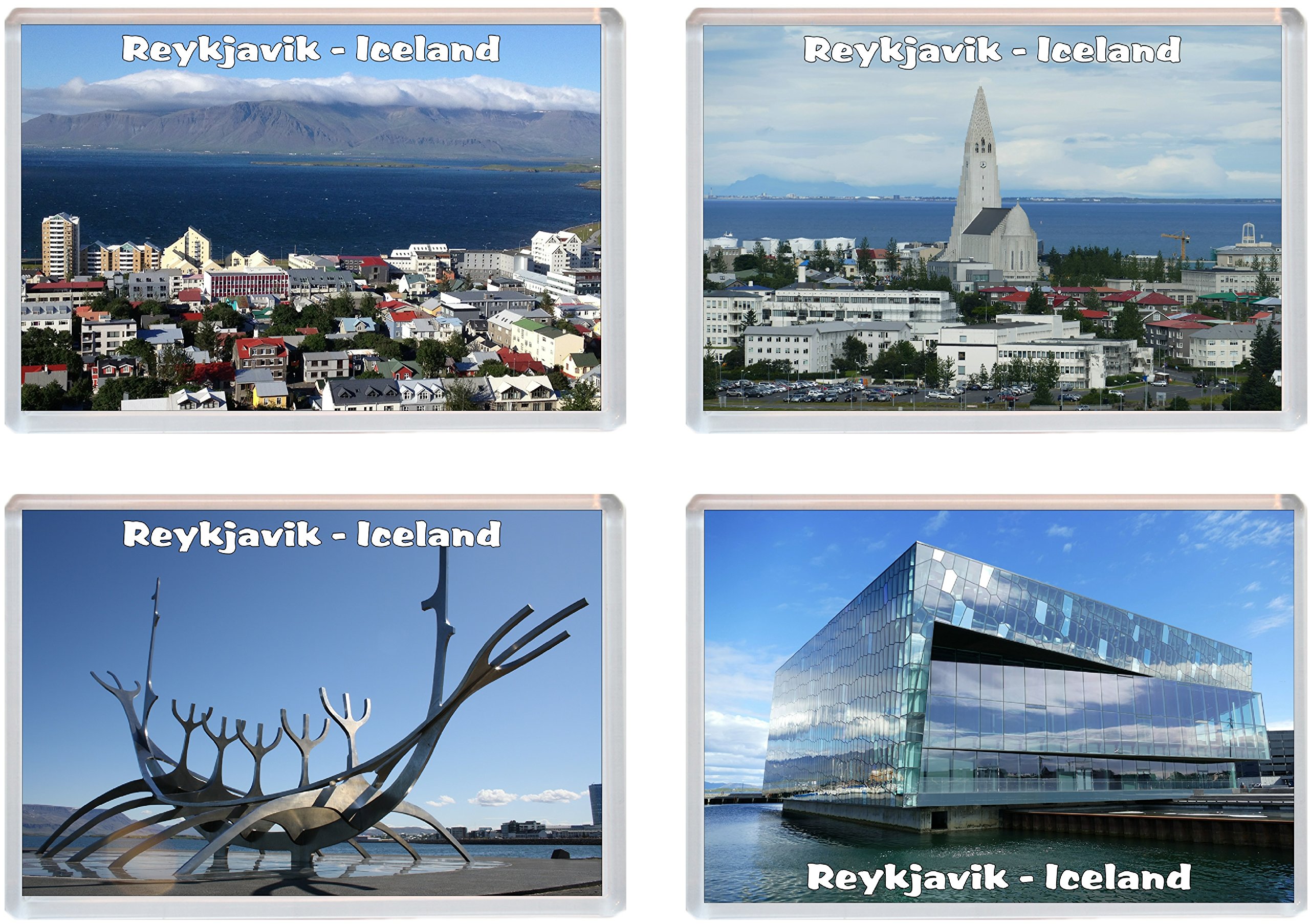 Reykjavik - Iceland - 4 PACK - Jumbo Fridge Magnet/Magnets
