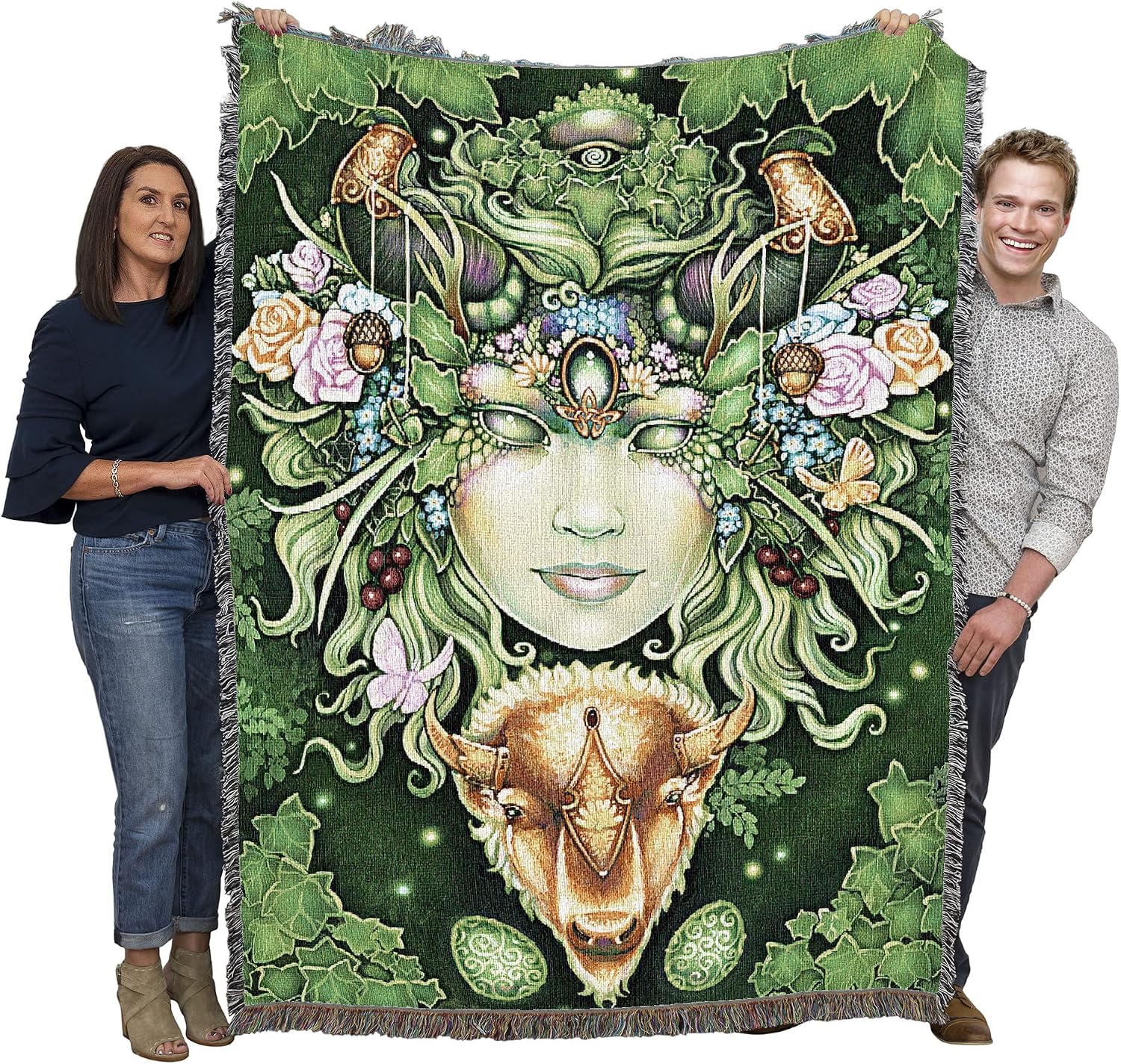 Pure Country Weavers Queen of Earth Blanket by Ravynne Phelan - Fantasy Tarot Cards Gift Tapestry Throw Woven from Cotton - Made in the USA (72x54)