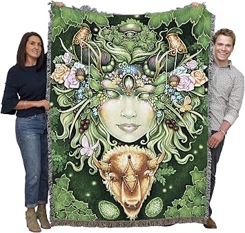 Pure Country Weavers Queen of Earth Blanket by Ravynne Phelan - Fantasy Tarot Cards Gift Tapestry Throw Woven from Cotton - Made in the USA 72x54