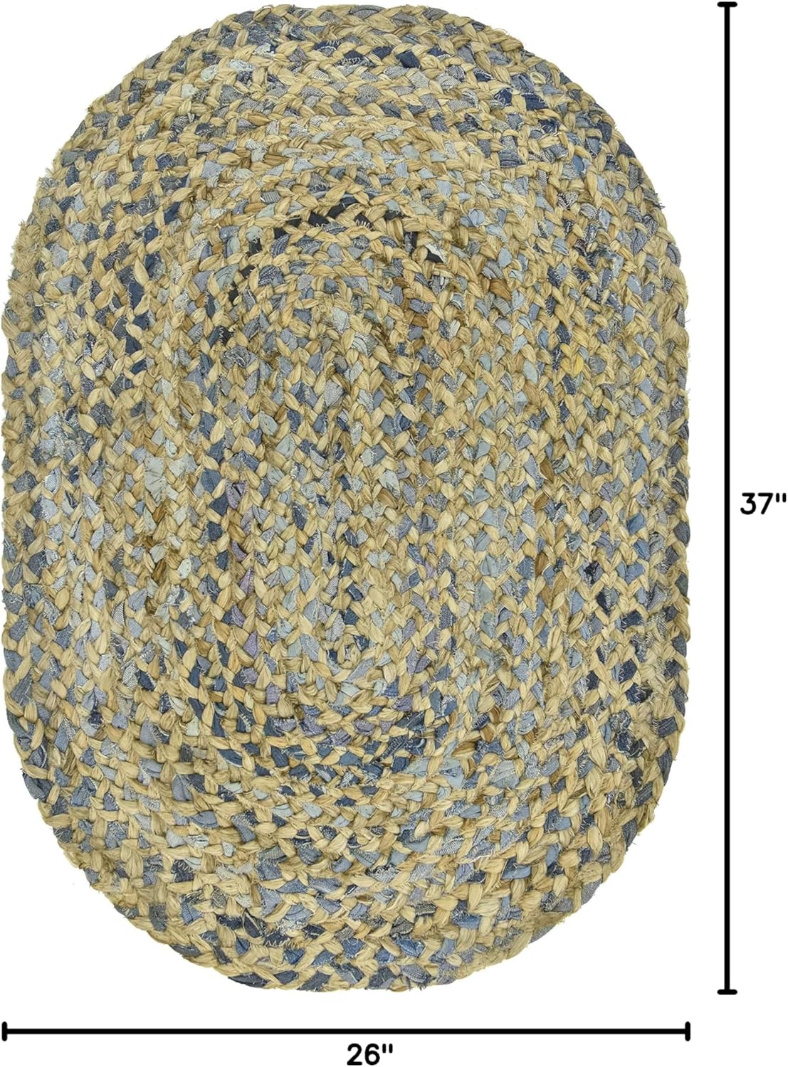 Unique Loom Braided Chindi Collection Casual Modern Blue Oval Rug (2' 0 x 3' 0)