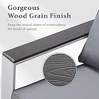 Vista 3 de Solaste Sofá biplaza de aluminio para patio, muebles de patio, asiento profundo de metal para exteriores con reposabrazos de madera y respaldo