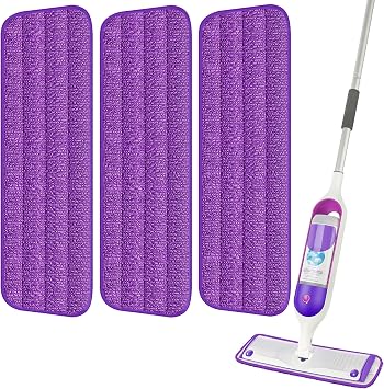 3 Pack Reusable Mop Pads Compatible with Swiffer PowerMop, Wood Floor Pads Microfiber Mop Replacement Refills Machine Washable for All Floor Surfaces