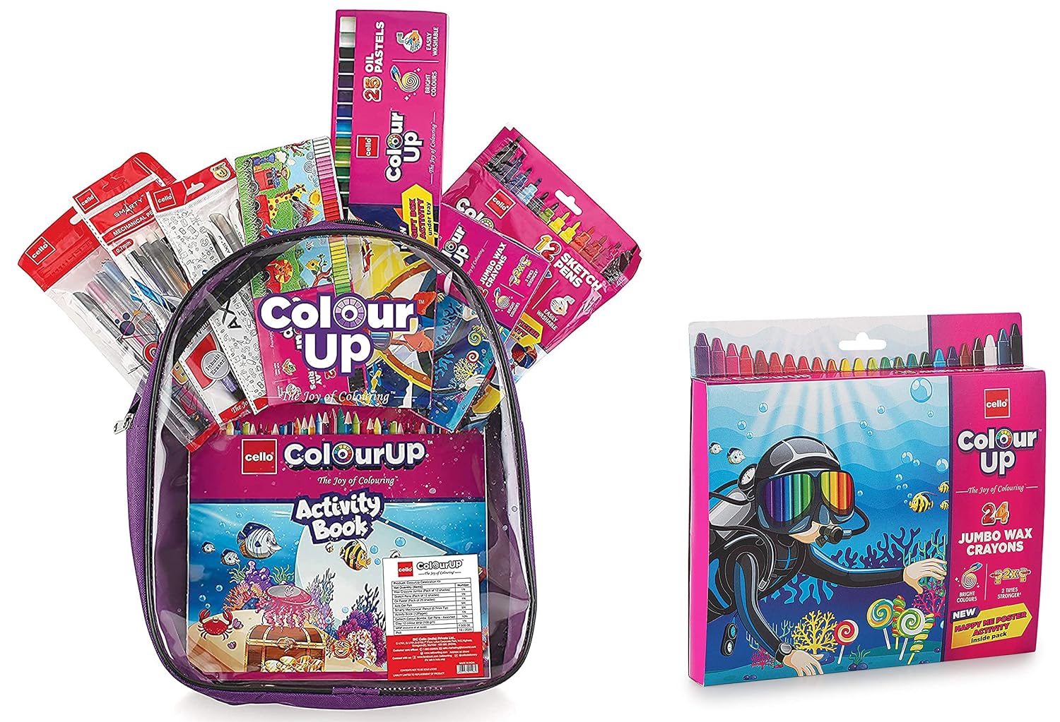 Cello ColourUP Hobby Bag for Kids & Wax Crayons Jumbo Pack of 24