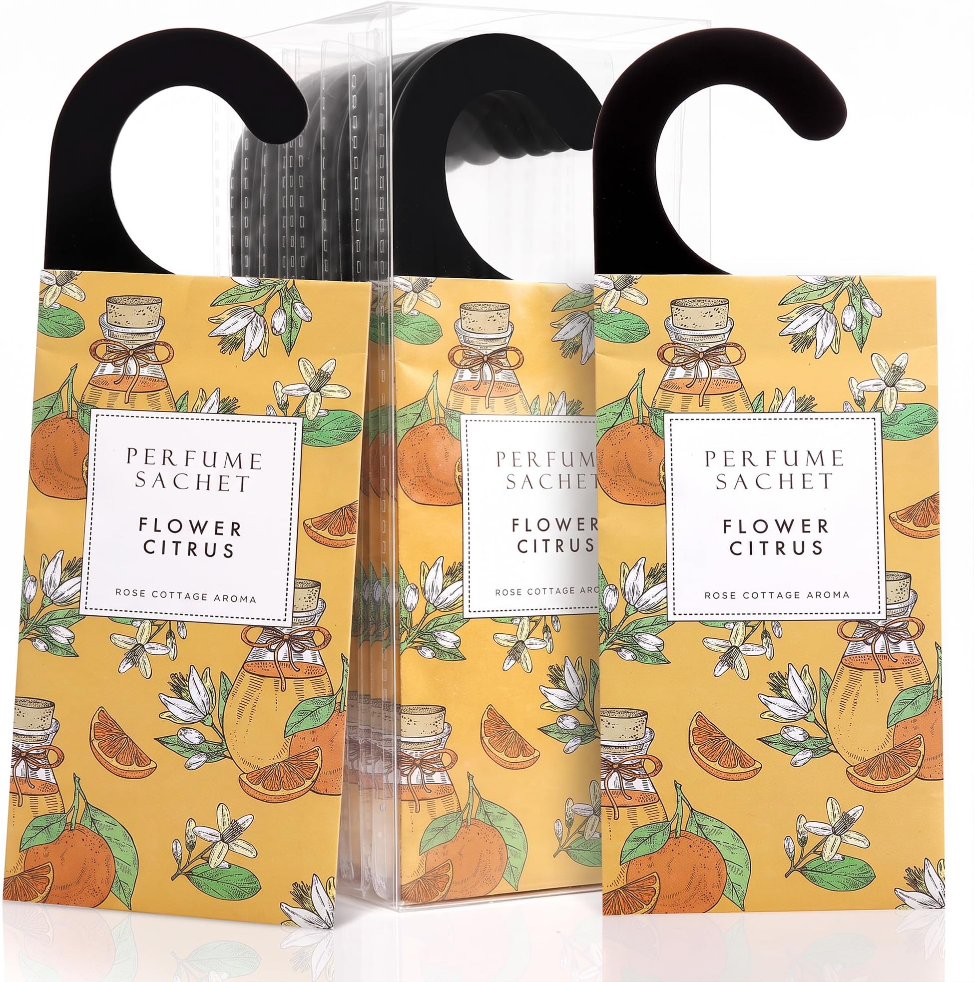 Large 12 Packs Flower Citrus Hanging Scented Sachets Long-Lasting Closet Deodorizer Air Freshener Fabric Refresher Odor Eliminator for Drawer Home Fragrance Gift Set
