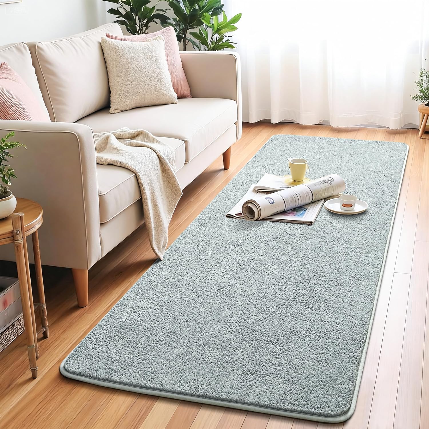 Chicrug 2x6 Minimalist Washable Runner Rugs for Bedroom Hallway, Modern Soft Memory Foam Rug for Kids Nursery, Low Plie Indoor Runner Carpet for Dorm Kitchen Bedside Living Room Decor, Grey - Image 2