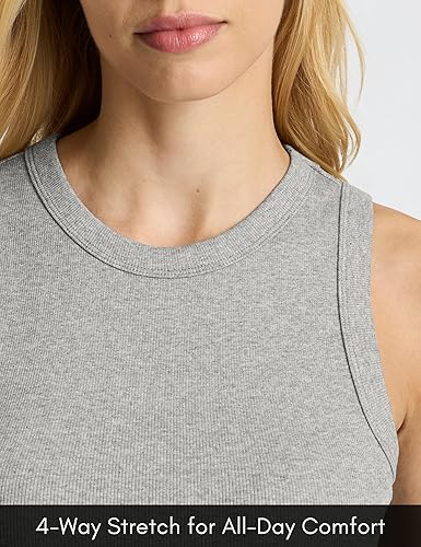 Miniatura 4 de Camiseta sin mangas Good Earth Cotton para mujer, algodón cultivado en Australia, cuello alto, ajuste favorecedor, esencial en capas