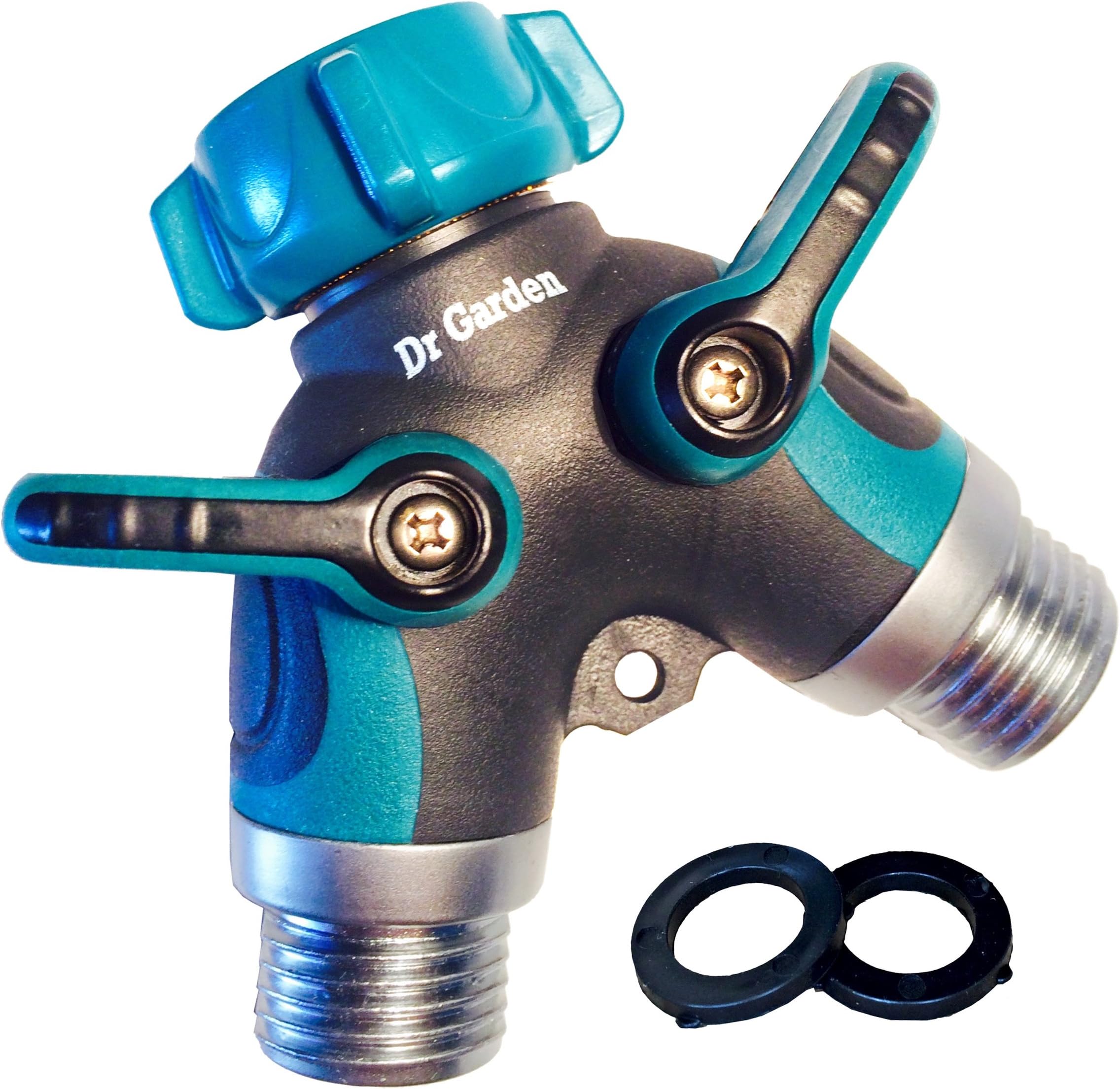 User Friendly 2 Way Garden Hose Splitter with Shut Off Valve and Long Levers | Arthritis Friendly Y Valve Hose to Hose Connector